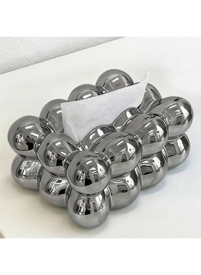 مربع الأنسجة المنزلية ديكور مربع تخزين الأنسجة غرفة المعيشة طاولة القهوة مربع الأنسجة الراقية مربع المنديل موزع (رمادي)